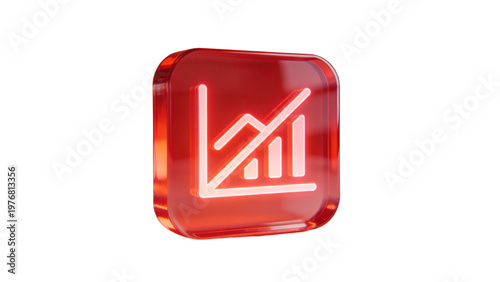 No Trading or Financial Market Downturn Icon with Red Glassy Effect