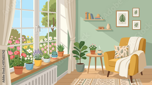 Potted plants on a windowsill indoors.