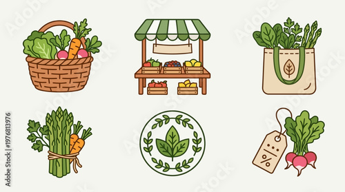 Vegetables in basket and bag.