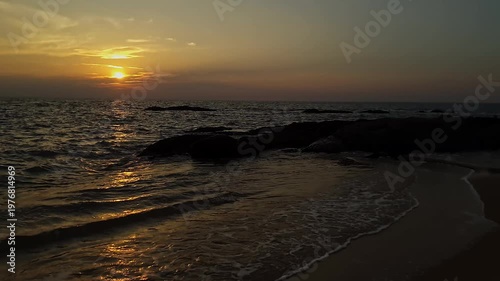 Beautiful Golden Sunset Over the Ocean Creating a Calm and Peaceful Evening Seascape