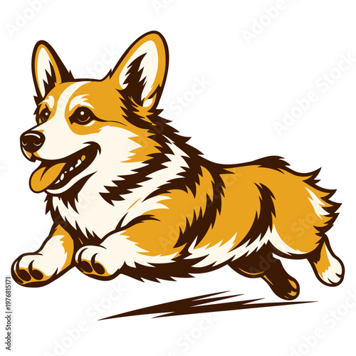Cute cartoon corgi vector illustration of a funny wild mammal character with a fluffy fur, isolated on white background for nature and animal pet art design.