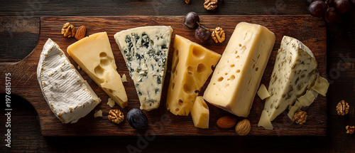 Luxury Cheese Board Minimal Presentation on Wooden Table with Warm Ambient Lighting