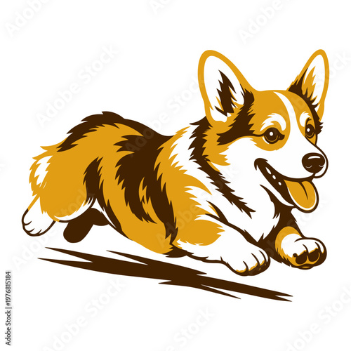 Cute cartoon corgi vector illustration of a funny wild mammal character with a fluffy fur, isolated on white background for nature and animal pet art design.
