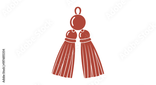 Red Earrings with Tassels and Stripes.