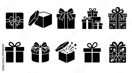 10 Gift Box Silhouette Vector Pack – Minimalist Present SVG Collection