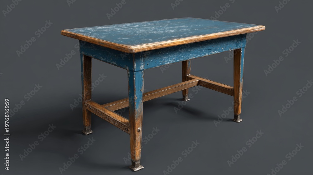 Fototapeta premium School classroom table with neatly arranged books, pencils and stationery, clean wooden desk surface in learning environment, education concept with copy space for back to school background
