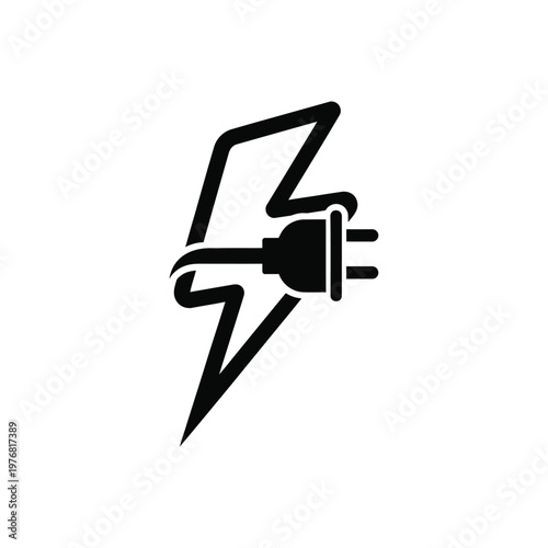 Electric plug being struck by a lightning bolt in mid-air suddenly