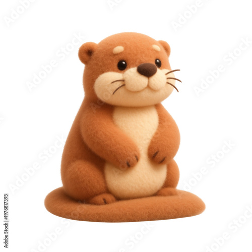 Cute Cartoon Otter Sitting Upright