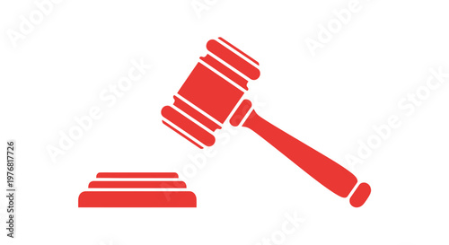 Red Gavel and Sound Block Icon.