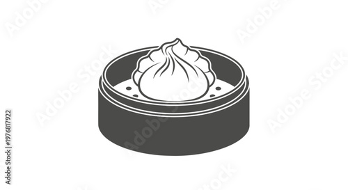 Steamed Dumpling in Bowl Illustration.