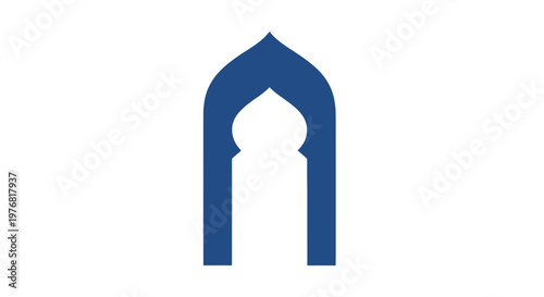 Blue Islamic Archway Symbol Illustration Design.