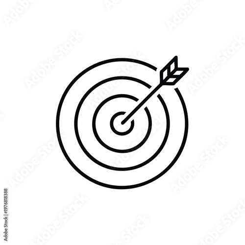 Black and white vector circus shooting target with arrow bullseye for entertainment and carnival games