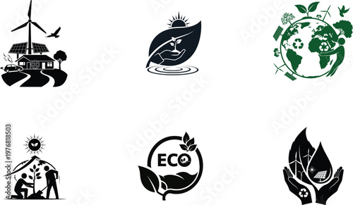 World environment day eco friendly symbols and icons for sustainability