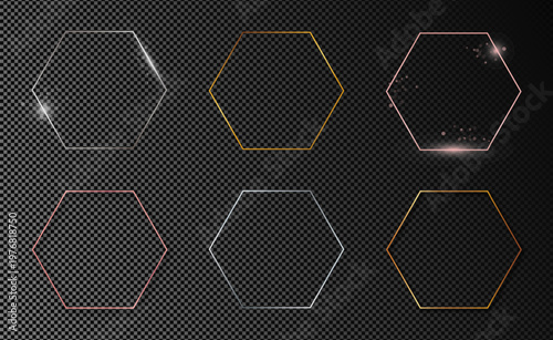 Set of six hexagon frames