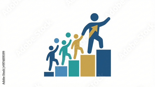 Business people climbing success ladder.