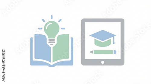 Education icons on devices screen.