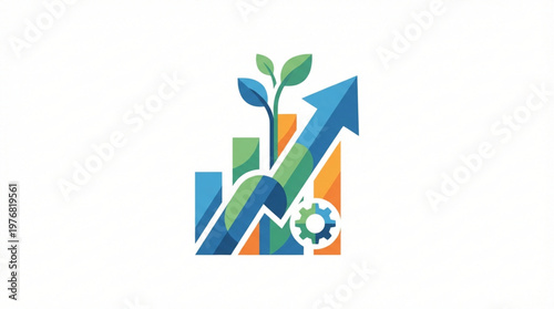 Green growth chart with arrow up.