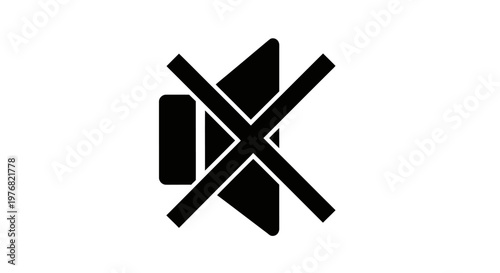 Black and white muted volume icon against white background