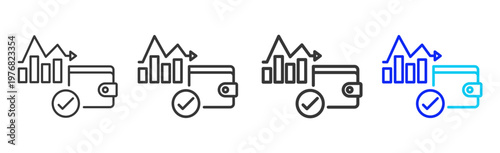 expense tracker Set Collection Outline Style For Insurance With Multiple Thickness Variations Editable Vector Icon Pack Clean Modern Finance Savings Protection Kit