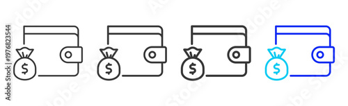 Personal Savings Set Collection Outline Style For Insurance With Multiple Thickness Variations Editable Vector Icon Pack Clean Modern Finance Savings Protection Kit
