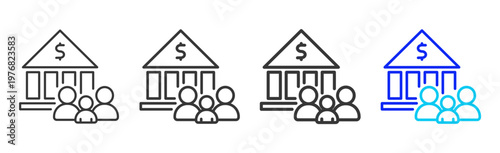 Family Banking Set Collection Outline Style For Insurance With Multiple Thickness Variations Editable Vector Icon Pack Clean Modern Finance Savings Protection Kit