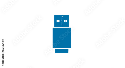 Blue USB Flash Drive Isolated.
