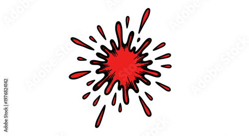 Red Ink Splash on White Background.