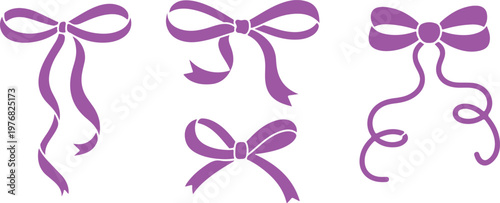 Lovely collection of bright pink decorative ribbons and bows perfect for gift wrapping or celebration designs