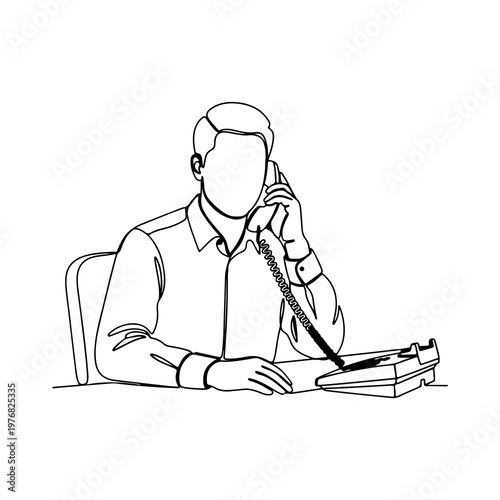 Person working on laptop while talking on a headset phone