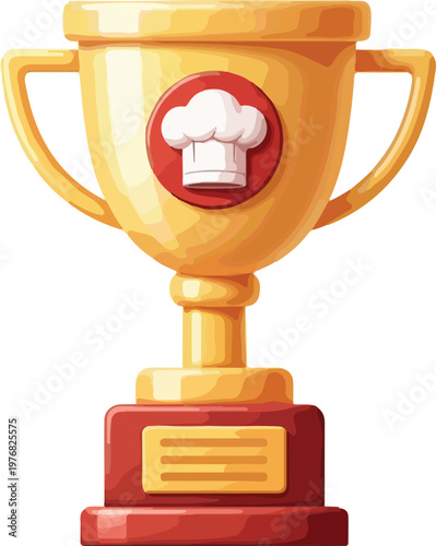 Culinary Achievement Award Trophy with Chef Hat Emblem Celebrating Culinary Excellence and Gastronomic Success