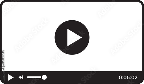 Black and white player interface with play button, timeline, and time display also transparent background