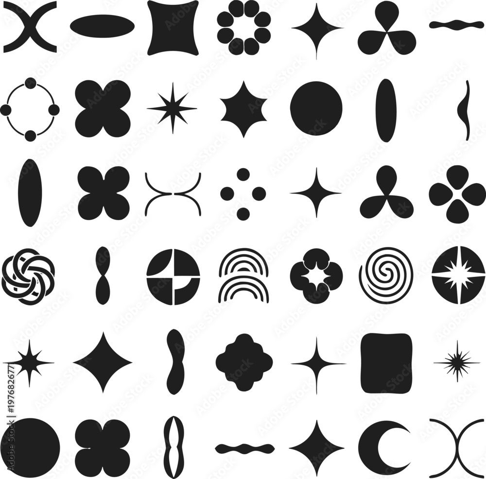 Fototapeta premium WebMinimalist Abstract Shape Collection – 35 Unique Geometric Symbols 