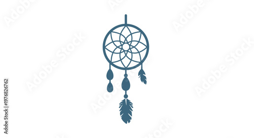 Blue Dreamcatcher with Feathers and Beads.