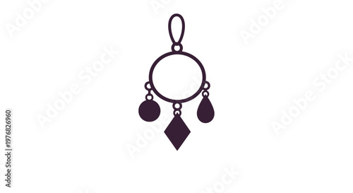 Black Earrings with Purple Jewels Hanging.