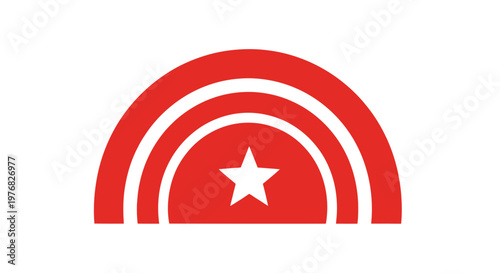Red Rainbow Icon with White Star Symbol.