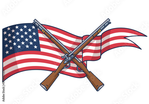 Foto American flag and crossed rifles symbolize patriotic pride