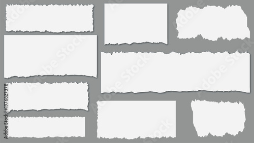 Seamless torn or ripped notebook paper sheets. Scrapbook edge, notebook tear or blank page split vector illustration. Abstract realistic ornament or decoration clip art for social media banner