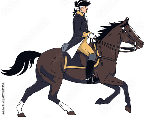 Tableau sur toile stylized illustration depicts George Washington on horseback during a nighttime