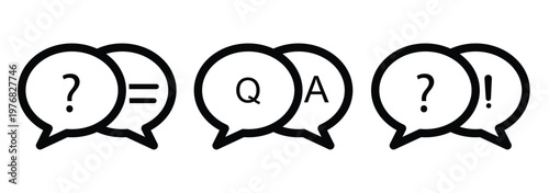 Question and answer concept with dark question mark and blue checkmark speech bubbles