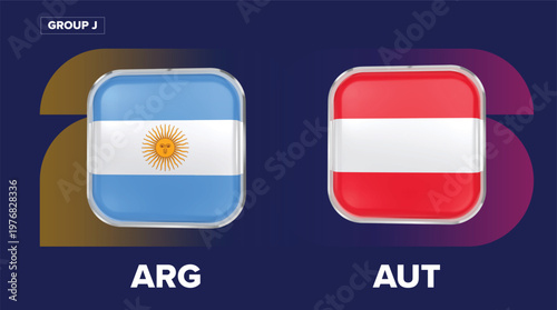 Argentina vs Austria Flags - Group J, World Cup 2026
