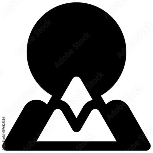 Pyrenees. Outlined stroke vector icon with black-filled details.