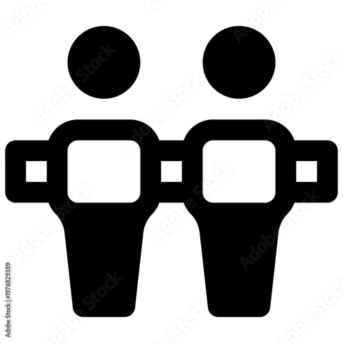 Table football. Outlined stroke vector icon with black-filled details.