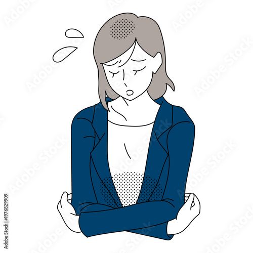 Sighing businesswoman with crossed arms illustration