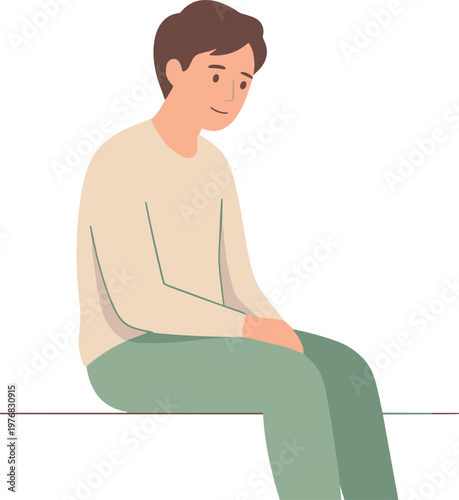 A man sits on bench looking relaxed outdoors alone today