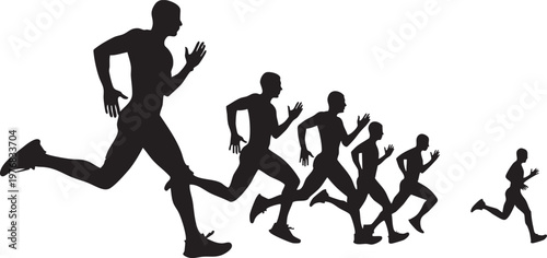 Running silhouettes, athletic vector icons, fitness illustrations, sports graphics