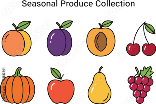 Seasonal Produce Collection A Colorful Assortment of Fresh Fruits and Vegetables