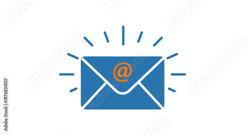 Blue Envelope with Email Symbol Inside.