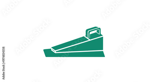 Green Stapler on White Background Office Supply.