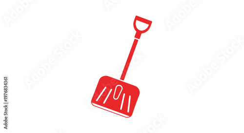 Red Shovel with Handle and Blade.
