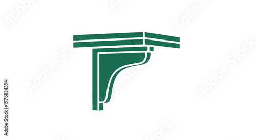 Green T shaped architectural molding profile.